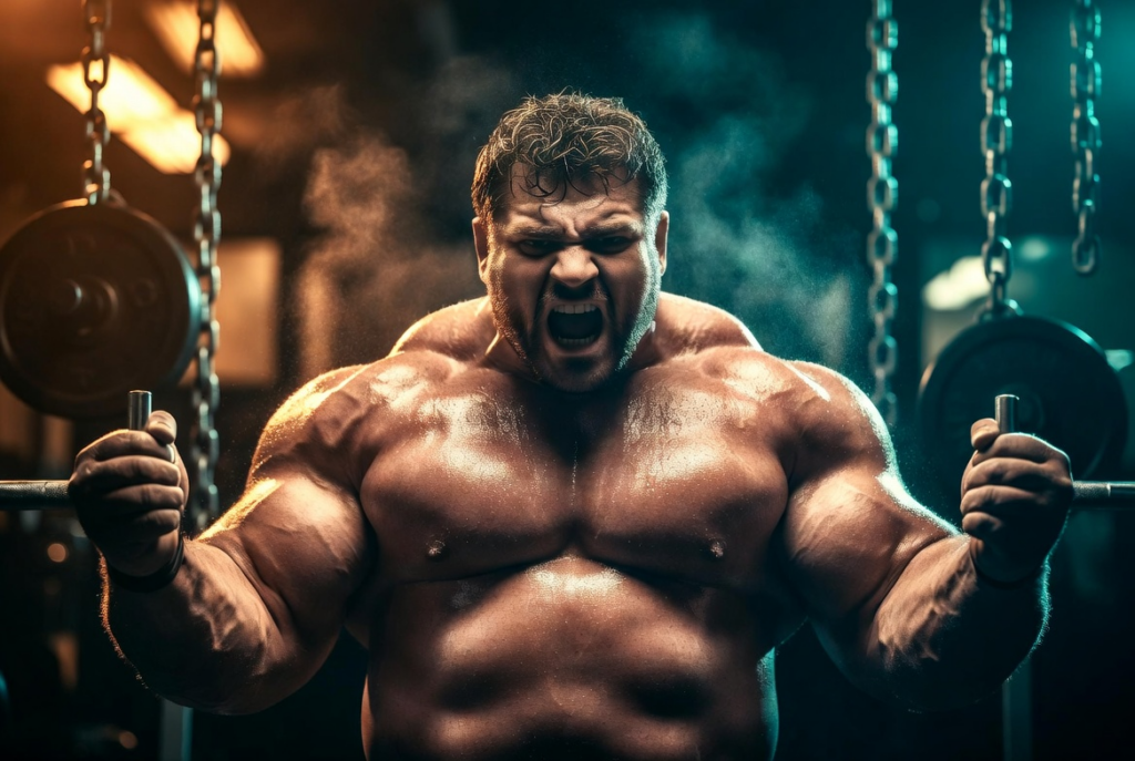 A massive bodybuilder demonstrating incredible muscle thickness and density achieved with Ultima-TriTest 350 Blend.