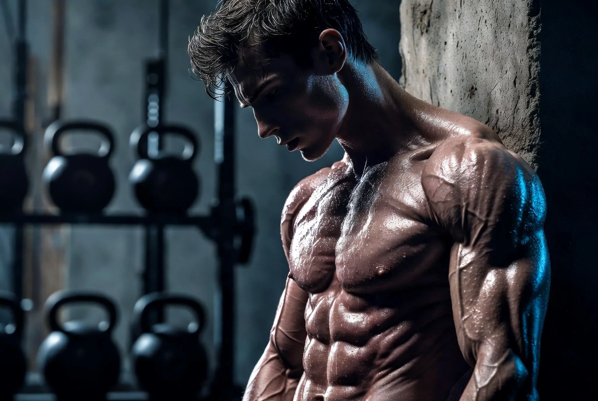 An elite, highly conditioned bodybuilder displaying paper-thin skin and extreme vascularity achieved through Ultima-Cagrilintide 5mg.