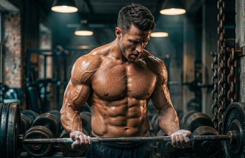 A massive bodybuilder demonstrating incredible muscle thickness and density achieved with Ultima-TriTest 350 Blend.