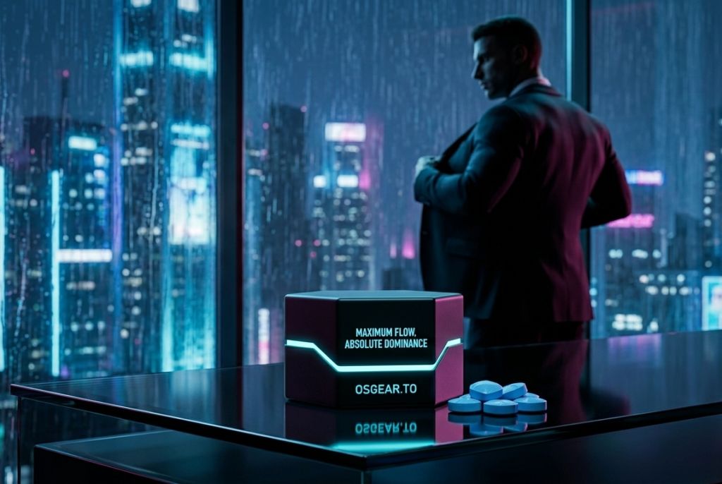 A sleek matte-black product container on a glass table, targeting users wanting to Buy Ultima Viagra-Online for vascular support.