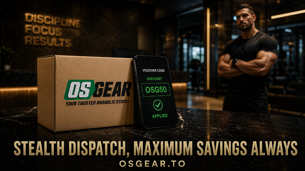 Branded parcel and phone showing promo discount for Osgear.To