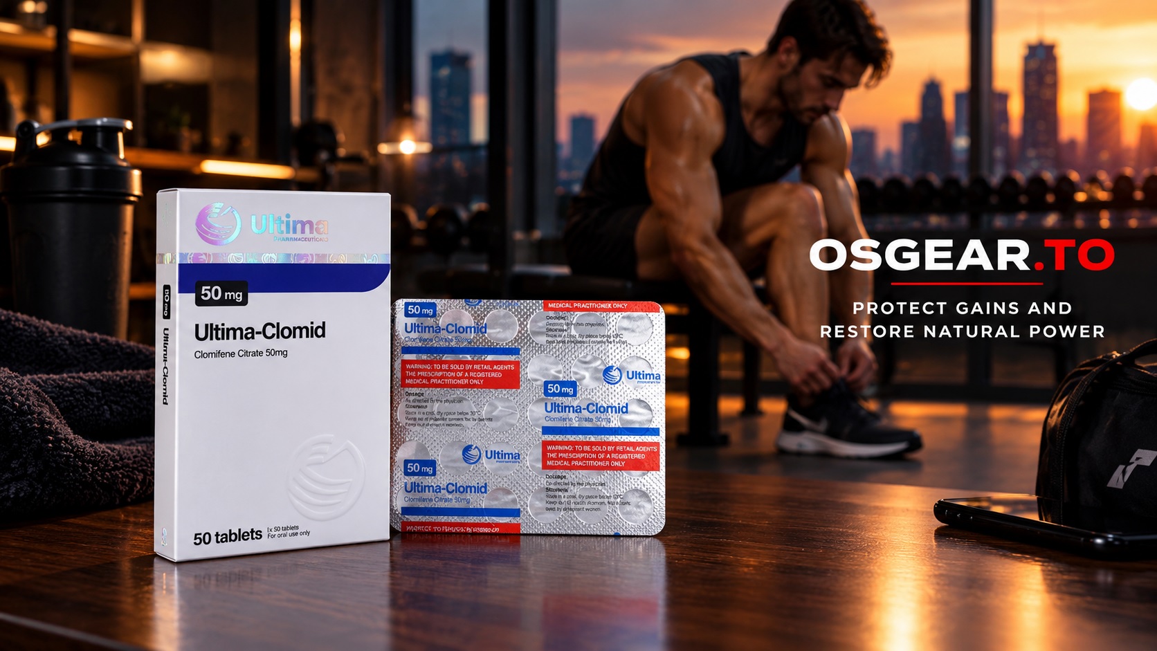Ultima Clomid packaging on a walnut table for buyers seeking Ultima Clomid for Sale USA